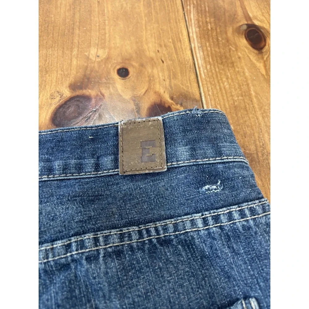 EMCEE Premium Denim Men's Jeans W36 L32 Blue Relaxed Fit Button Fly Distressed